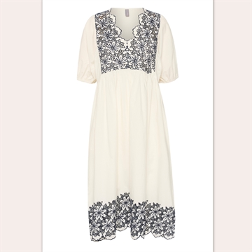 Culture Dress Valda <br> White Blue Embroidery