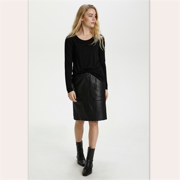 Culture Berta Leather Skirt <br> Black